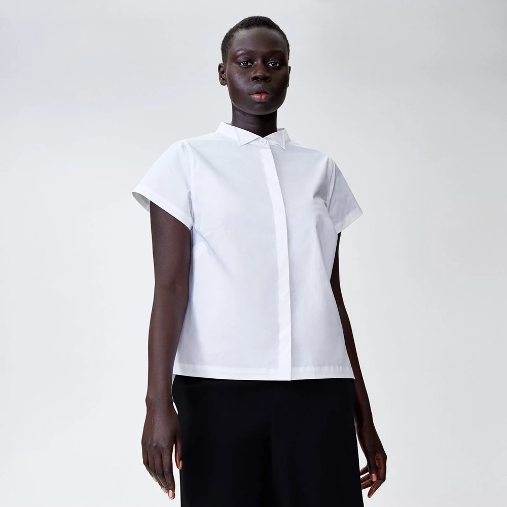 Universal Standard Aster Tuxedo Collar Shirt in White Size 2XS 6-8